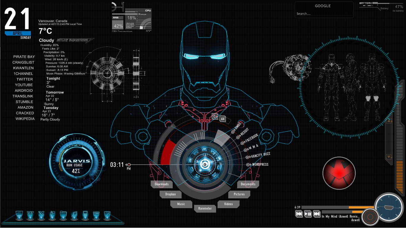 iron man jarvis desktop theme download